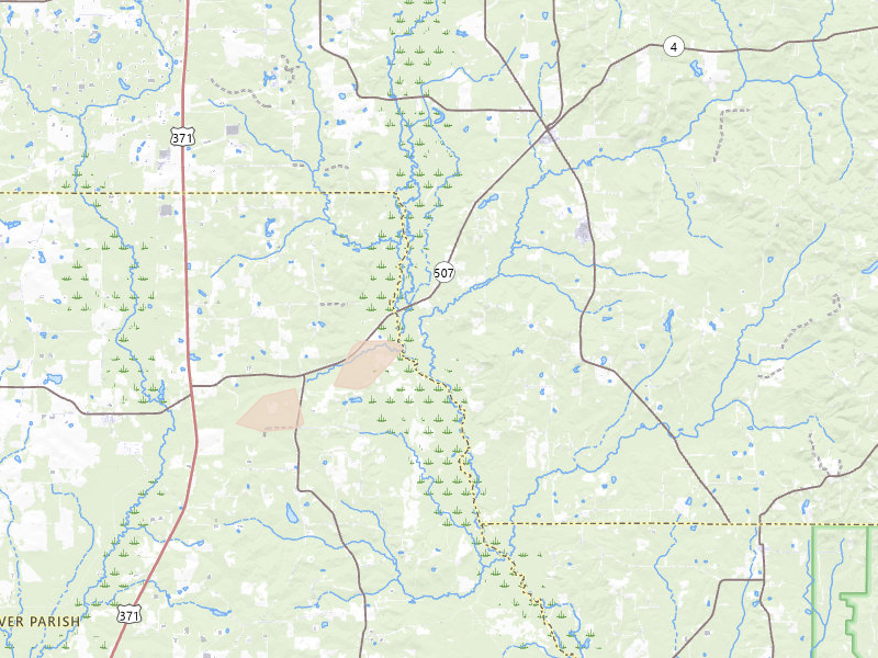 Radar-estimated hail-size map of the storm over Castor, LA on Jun 19, 2026