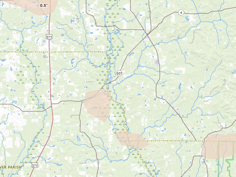 Radar-estimated hail-size map of the storm over Castor, LA