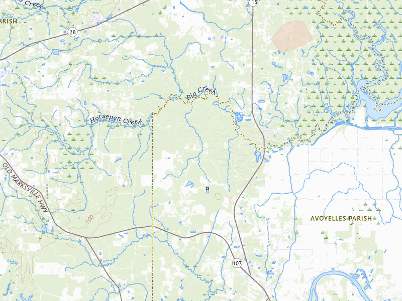 Radar-estimated hail-size map of the storm over Center Point, LA on Jul 1, 2026