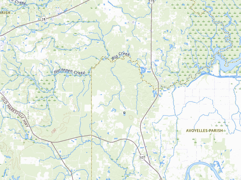 Radar-estimated hail-size map of the storm over Center Point, LA on Jul 7, 2026