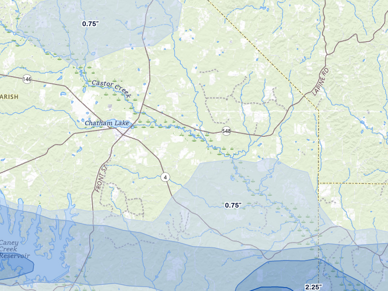 NEXRAD radar-signature map of the hail storm over Chatham, LA on May 8, 2026