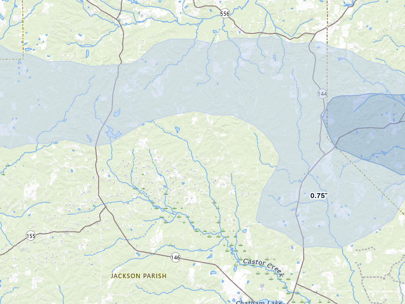 NEXRAD radar-signature map of the hail over Choudrant, LA