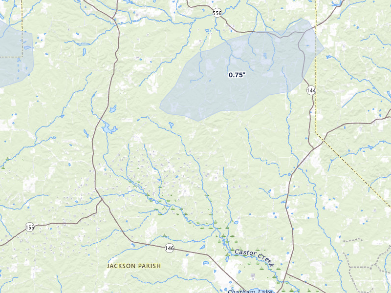 NEXRAD radar-signature map of the hail over Choudrant, LA
