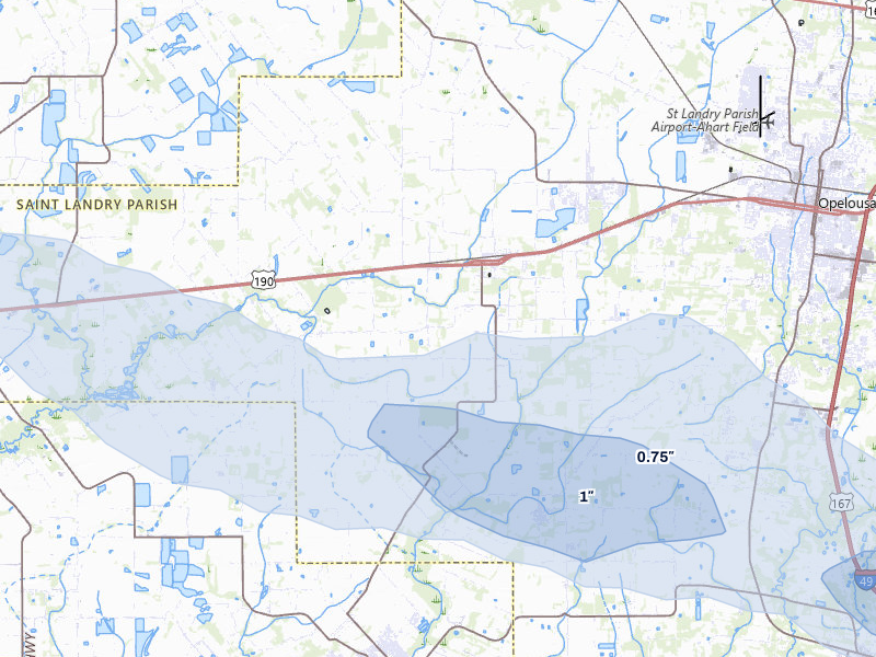NEXRAD radar-signature map of the hail over Church Point, LA