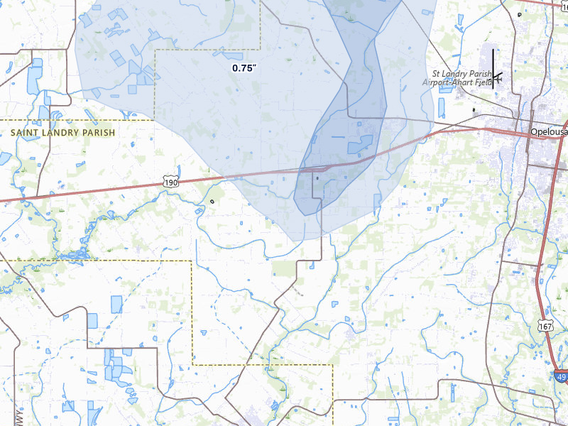 NEXRAD radar-signature map of the hail over Church Point, LA