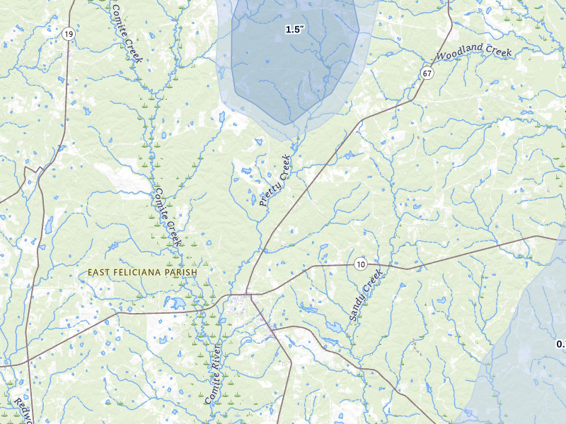 NEXRAD radar-signature map of the hail storm over Clinton, LA on Mar 7, 2026