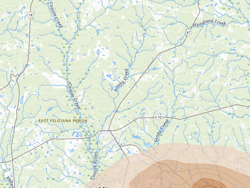 Radar-estimated hail-size map of the storm over Clinton, LA