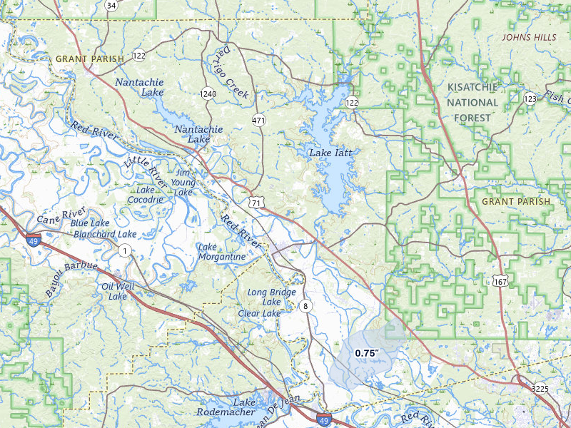 NEXRAD radar-signature map of the hail storm over Colfax, LA on May 6, 2026