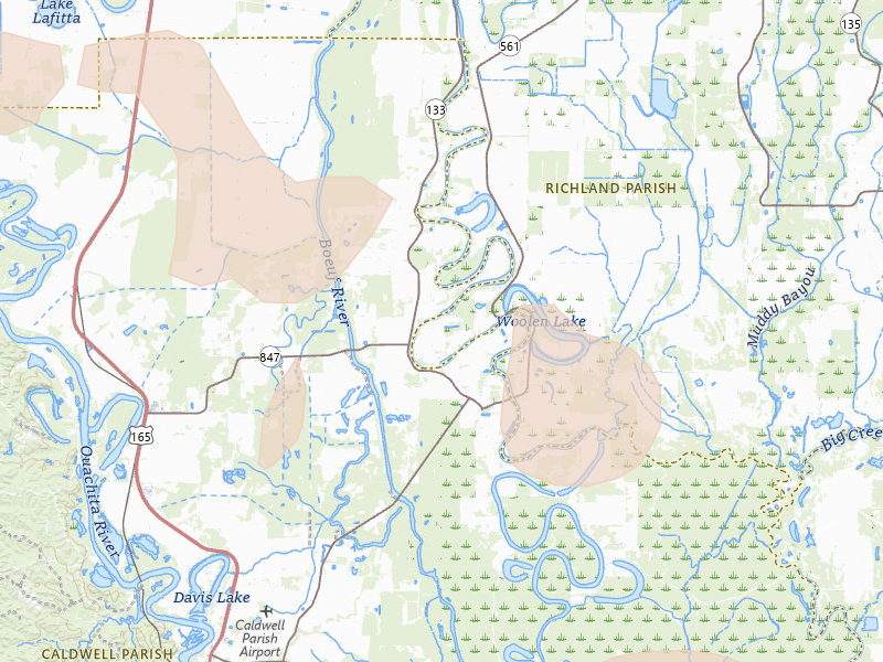 Radar-estimated hail-size map of the storm over Columbia, LA on Apr 25, 2026