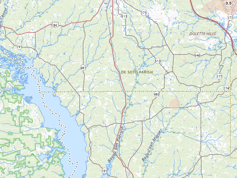 Radar-estimated hail-size map of the storm over Converse, LA on Jun 19, 2026