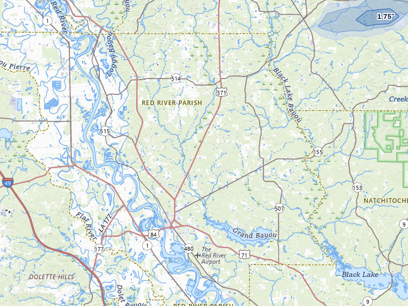 NEXRAD radar-signature map of the hail storm over Coushatta, LA on May 8, 2026
