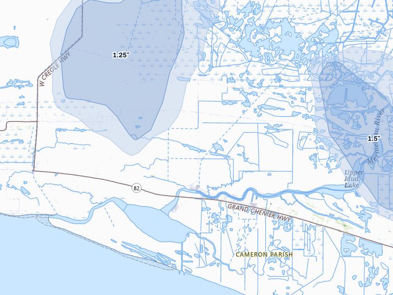 NEXRAD radar-signature map of the hail storm over Creole, LA on Jul 6, 2026