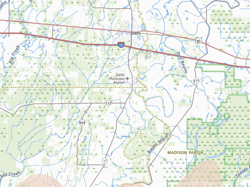 Radar-estimated hail-size map of the storm over Delhi, LA on Mar 15, 2026