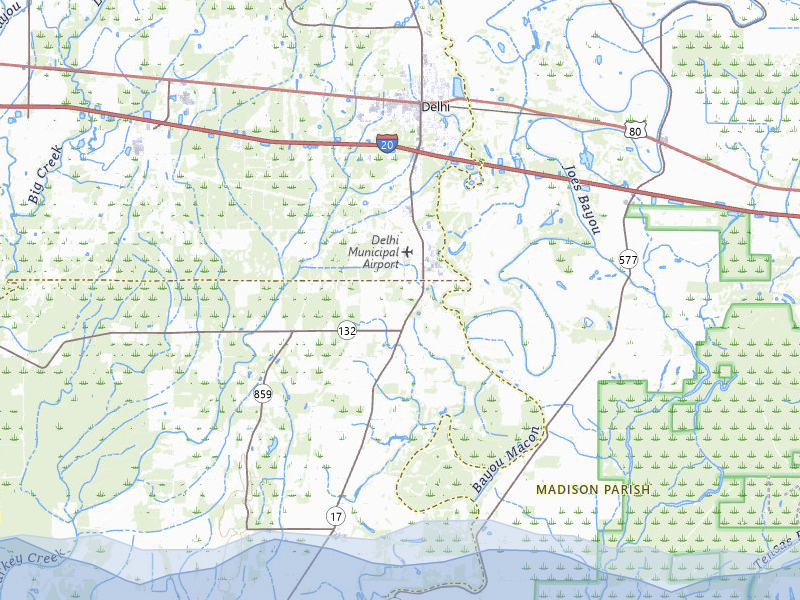 NEXRAD radar-signature map of the hail over Delhi, LA
