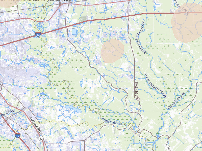 Radar-estimated hail-size map of the storm over Denham Springs, LA on Jun 19, 2026