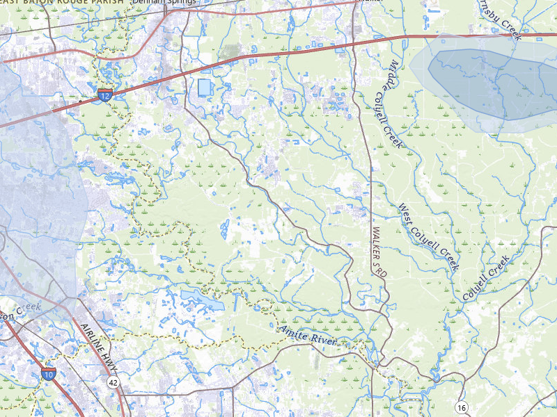 NEXRAD radar-signature map of the hail storm over Denham Springs, LA on Jul 5, 2026