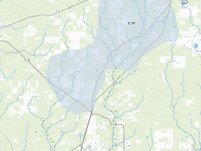 NEXRAD radar-signature map of the hail storm over Deridder, LA on Jan 9, 2026
