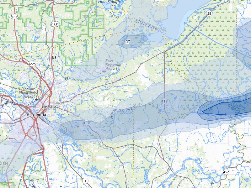 NEXRAD radar-signature map of the hail storm over Deville, LA on May 6, 2026