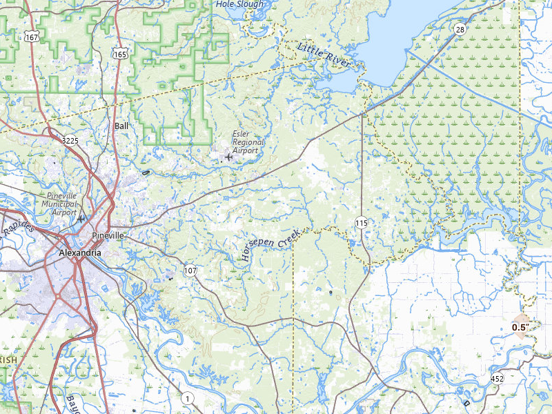 Radar-estimated hail-size map of the storm over Deville, LA on Jul 7, 2026