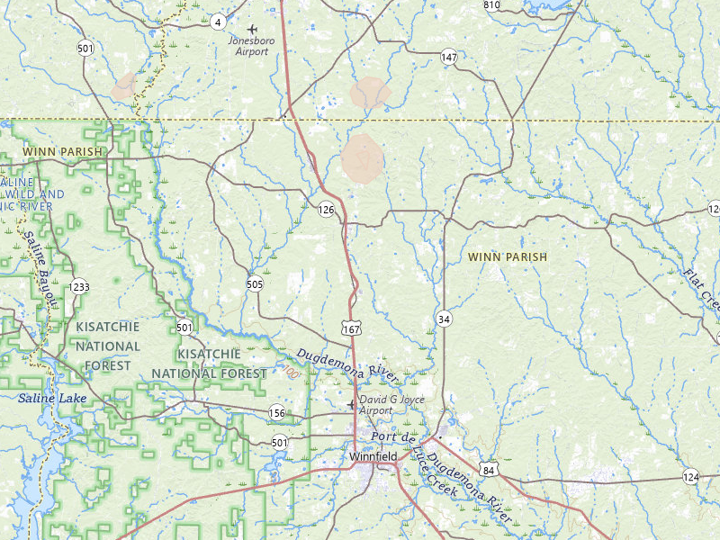 Radar-estimated hail-size map of the storm over Dodson, LA on Jun 19, 2026
