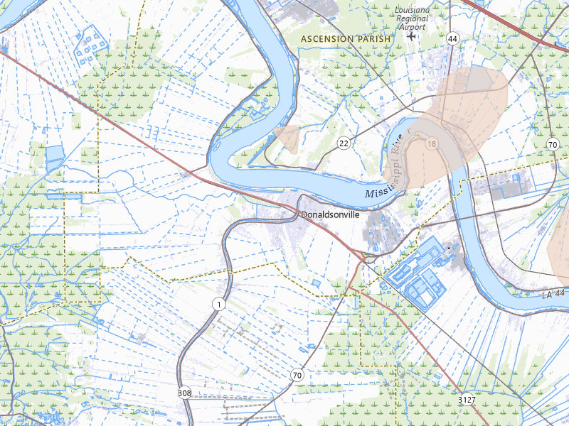 Radar-estimated hail-size map of the storm over Donaldsonville, LA on Aug 24, 2026