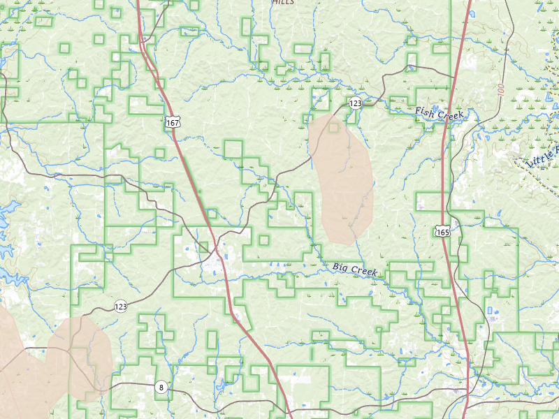 Radar-estimated hail-size map of the storm over Dry Prong, LA on Aug 21, 2026