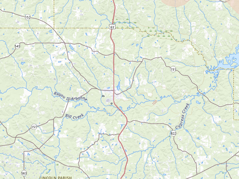 Radar-estimated hail-size map of the storm over Dubach, LA on Apr 25, 2026