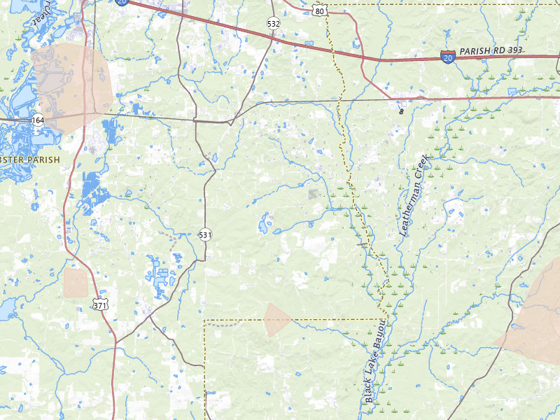 Radar-estimated hail-size map of the storm over Dubberly, LA on Jun 19, 2026