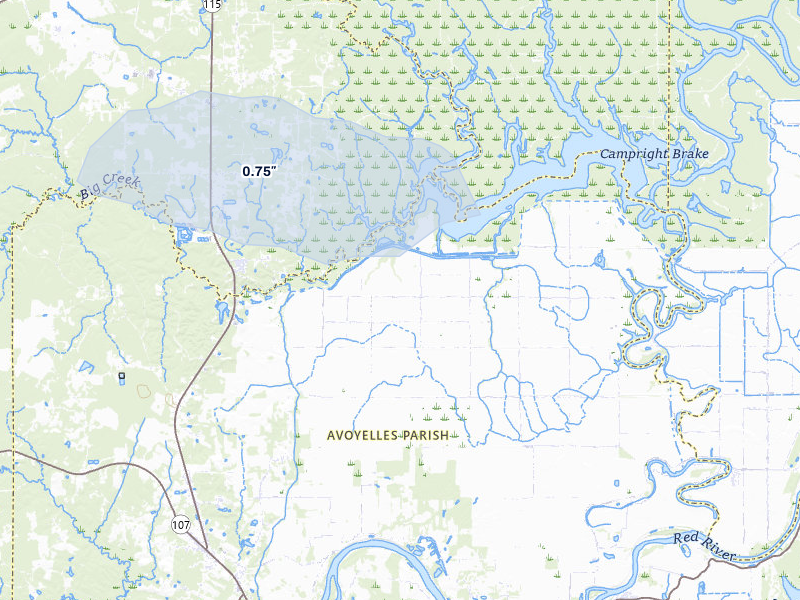 NEXRAD radar-signature map of the hail storm over Effie, LA on Apr 4, 2026