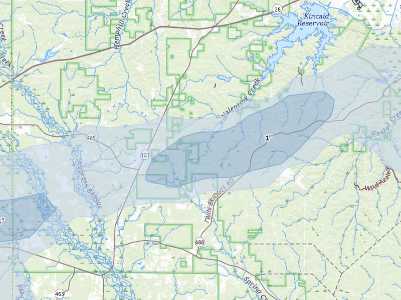 NEXRAD radar-signature map of the hail storm over Elmer, LA on May 6, 2026