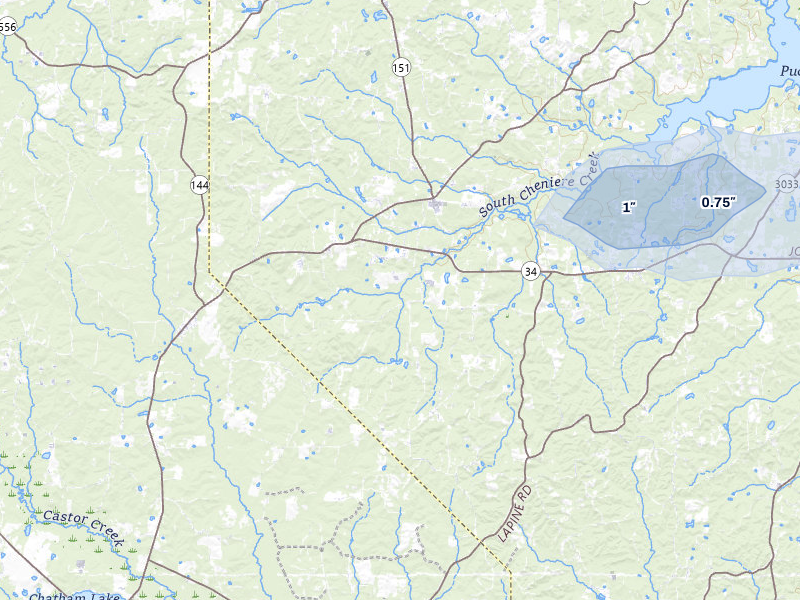 NEXRAD radar-signature map of the hail storm over Eros, LA on Apr 28, 2026