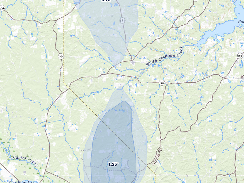 NEXRAD radar-signature map of the hail storm over Eros, LA on Jul 4, 2026
