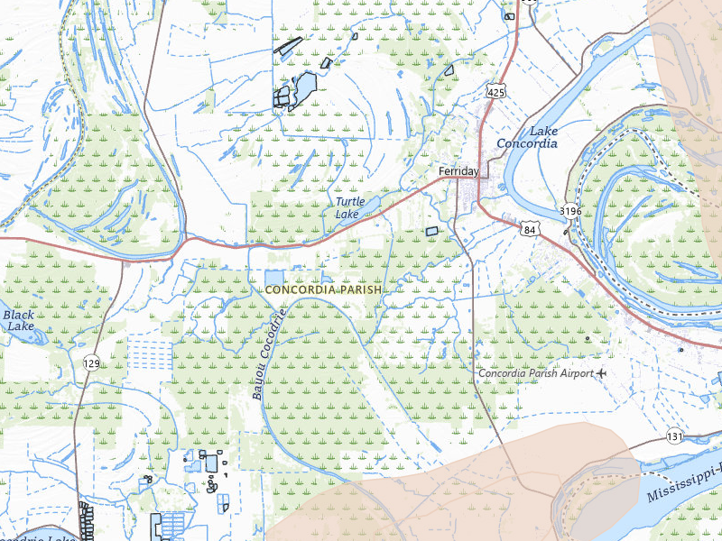 Radar-estimated hail-size map of the storm over Ferriday, LA on Jul 1, 2026