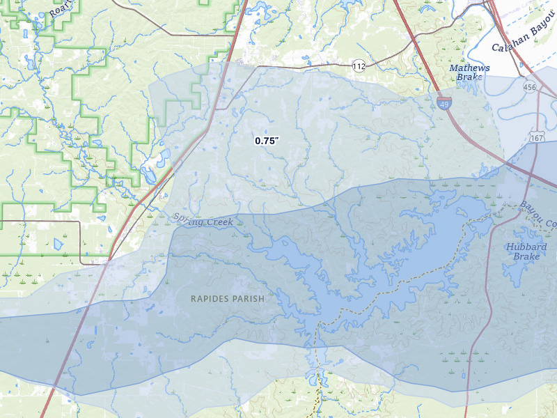 NEXRAD radar-signature map of the hail storm over Forest Hill, LA on May 8, 2026