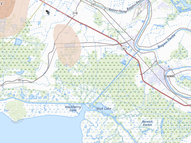 Radar-estimated hail-size map of the storm over Franklin, LA on Aug 21, 2026