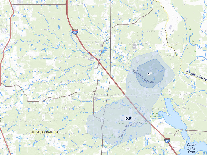 NEXRAD radar-signature map of the hail storm over Frierson, LA on May 8, 2026
