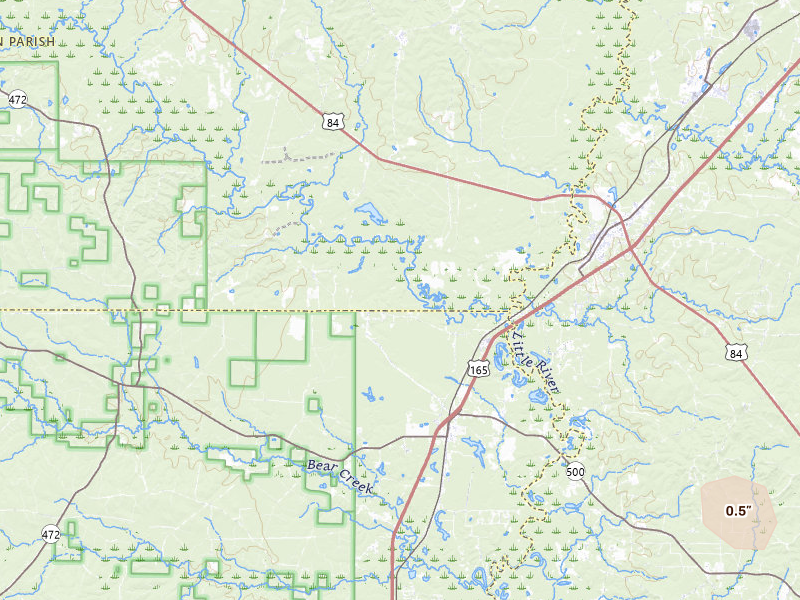 Radar-estimated hail-size map of the storm over Georgetown, LA on Jul 1, 2026