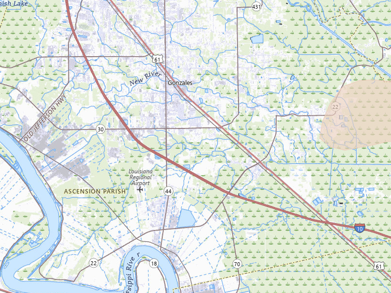 Radar-estimated hail-size map of the storm over Gonzales, LA on Mar 15, 2026