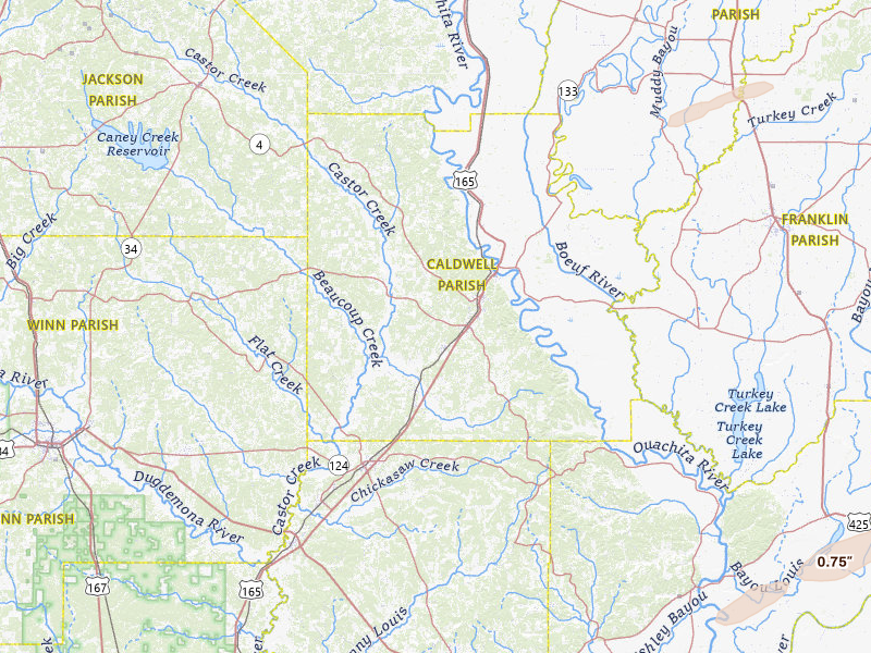Radar-estimated hail-size map of the storm over Grayson, LA on May 6, 2026