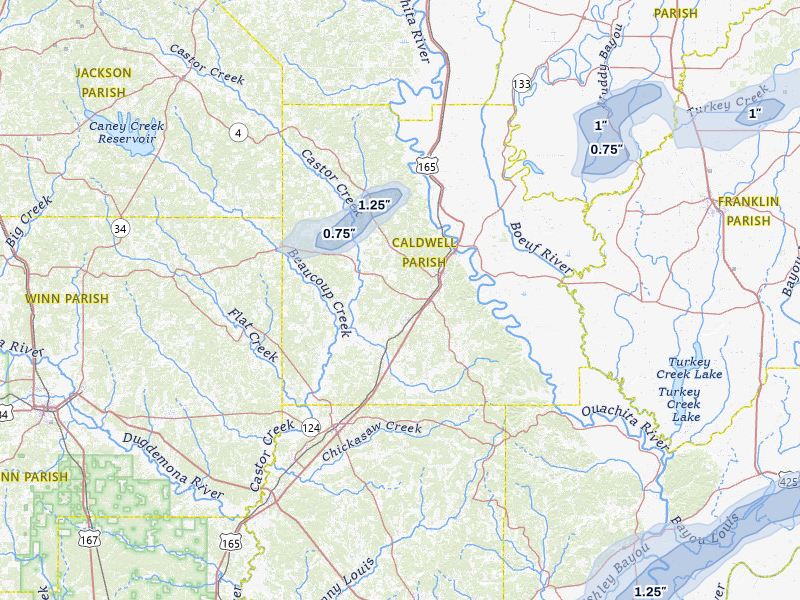 NEXRAD radar-signature map of the hail storm over Grayson, LA on May 6, 2026
