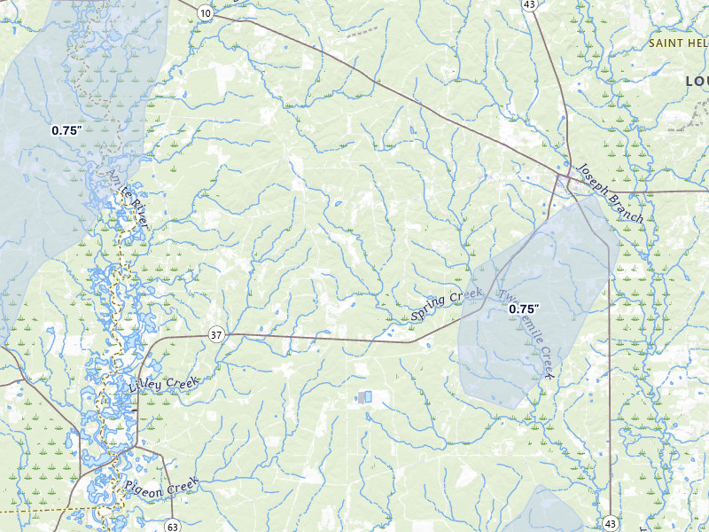 NEXRAD radar-signature map of the hail storm over Greensburg, LA on Mar 7, 2026
