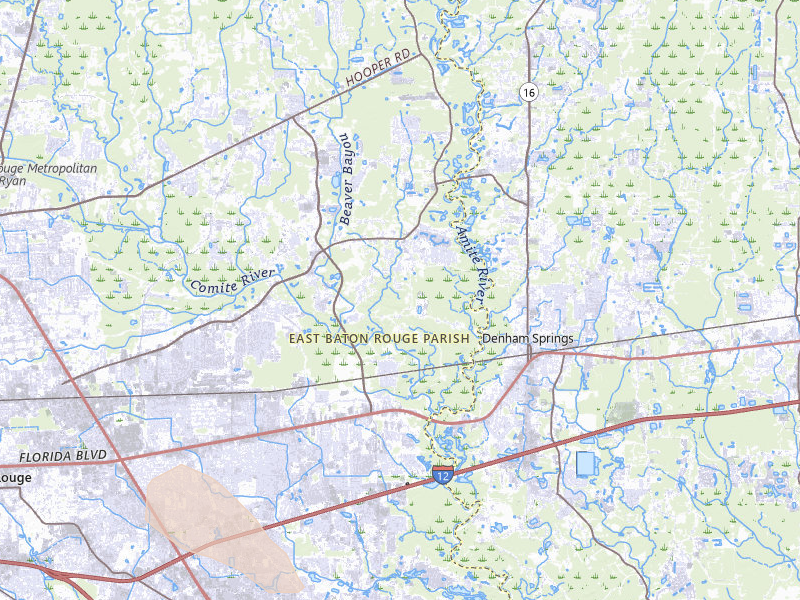 Radar-estimated hail-size map of the storm over Greenwell Springs, LA on Jul 5, 2026