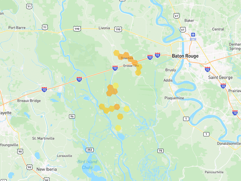 Hail map of Grosse Tete, LA on Jul 5, 2026, hail up to 1.25"