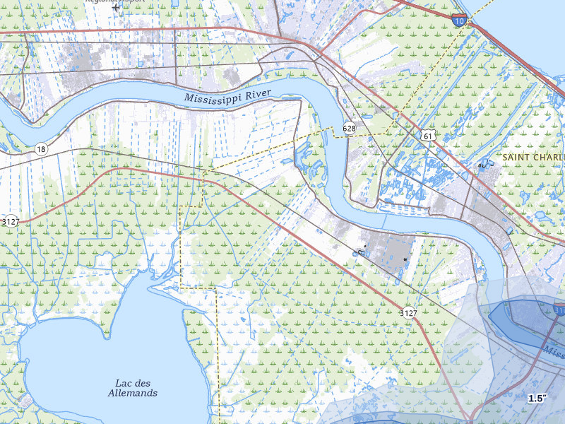 NEXRAD radar-signature map of the hail storm over Hahnville, LA on May 8, 2026