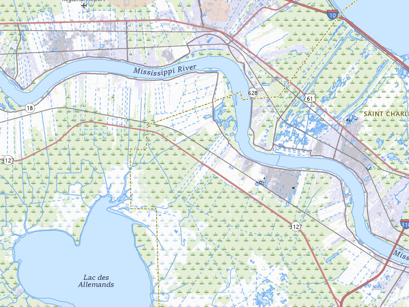 Radar-estimated hail-size map of the storm over Hahnville, LA on Jul 5, 2026