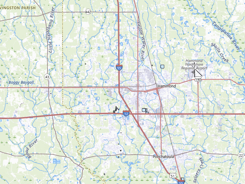 Radar-estimated hail-size map of the storm over Hammond, LA on Jul 5, 2026