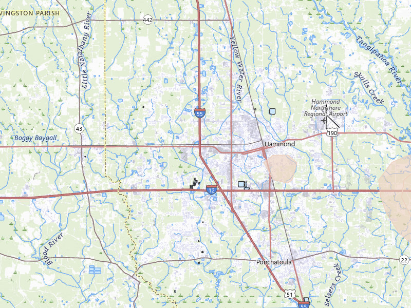 Radar-estimated hail-size map of the storm over Hammond, LA on Aug 21, 2026