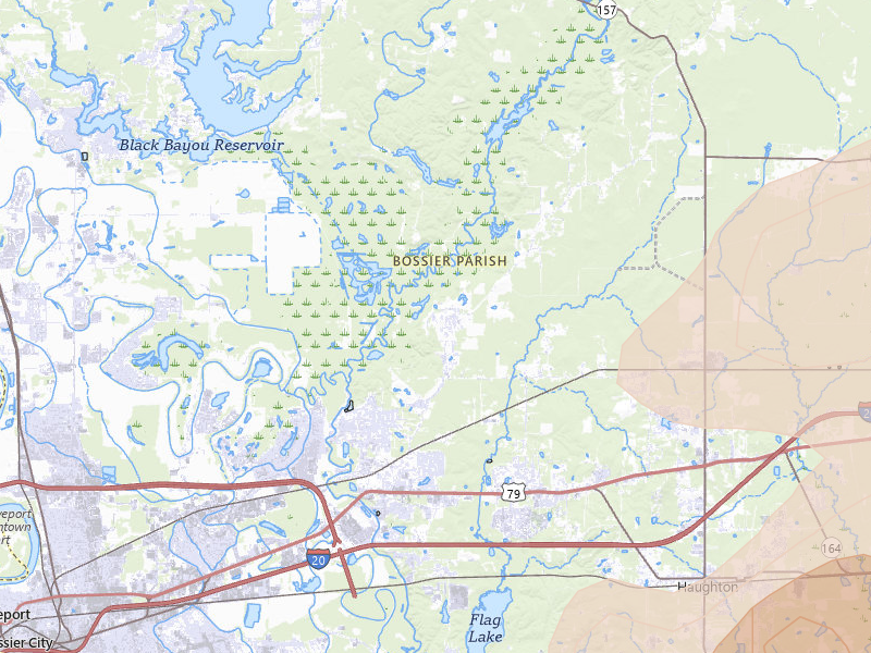 Radar-estimated hail-size map of the storm over Haughton, LA on Jun 22, 2026