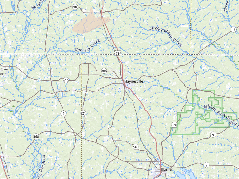 Radar-estimated hail-size map of the storm over Haynesville, LA on Apr 24, 2026