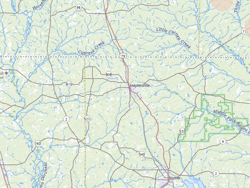 Radar-estimated hail-size map of the storm over Haynesville, LA on Jul 4, 2026